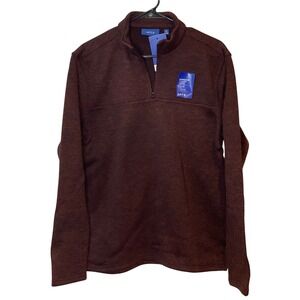New APT 9 Men's Burgundy Heathered Fleece Quarter Zip Pullover Sweater M